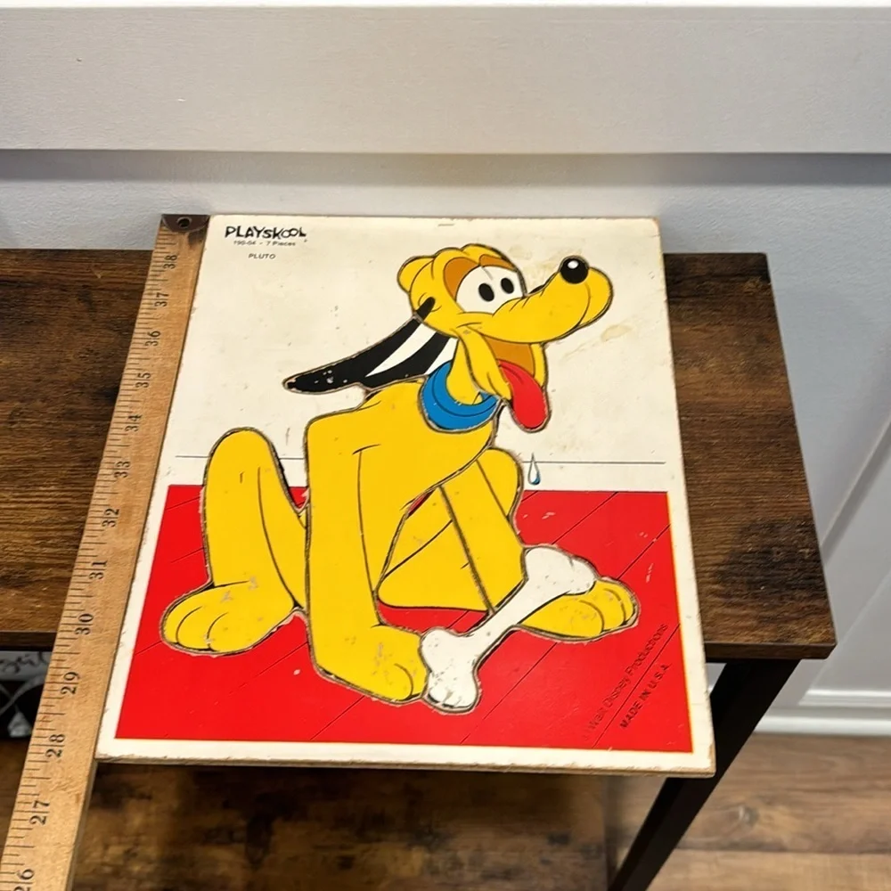 Vintage Toy Playskool Walt Disney Pluto Wooden Puzzle - 7 Pieces